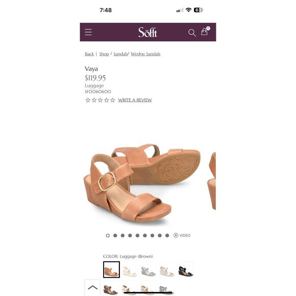 Söfft Vaya Leather Wedge Sandals Adjustable Strap Comfort Soft Footbed Size 9 M - Picture 12 of 13